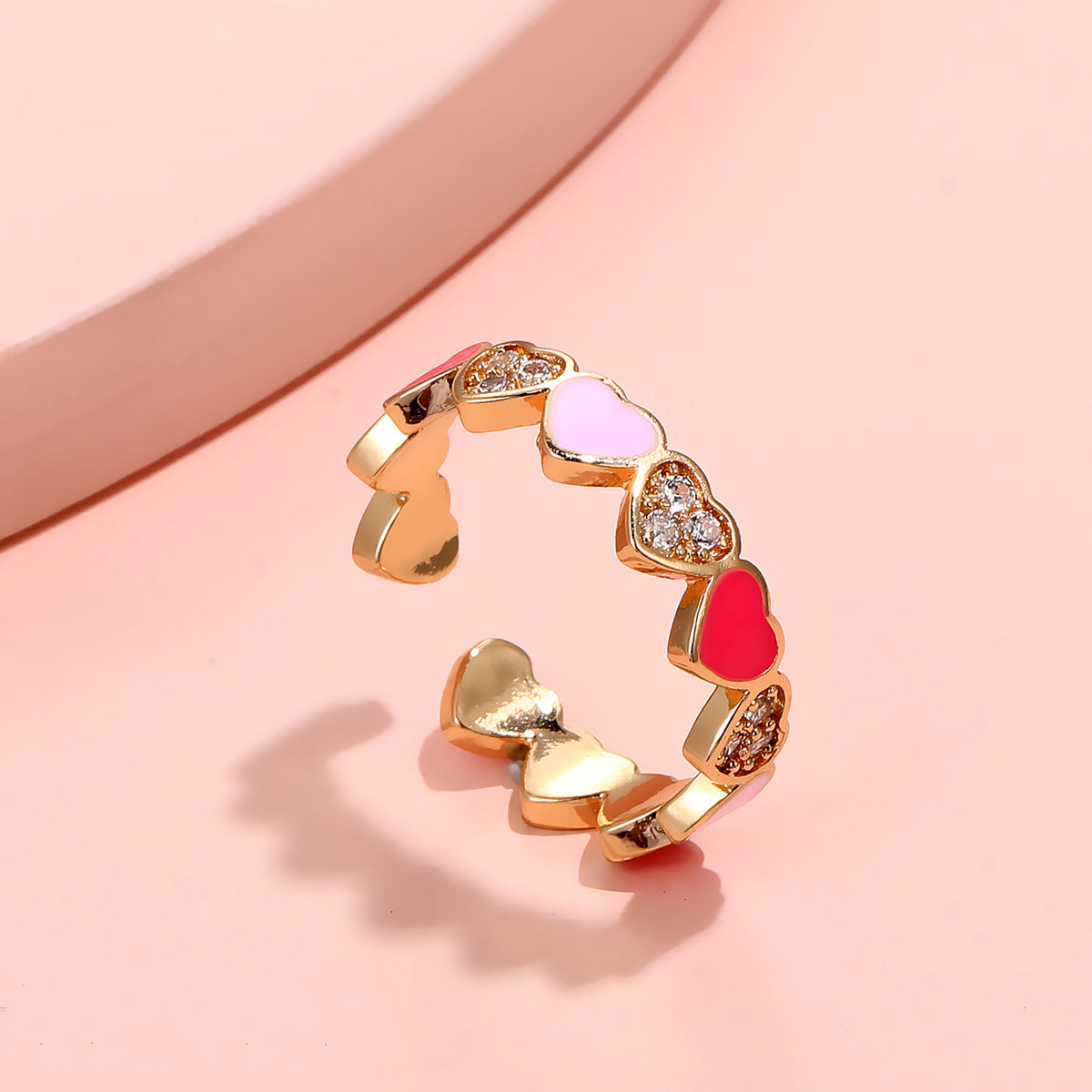 Wholesale Pink Heart Open Ring